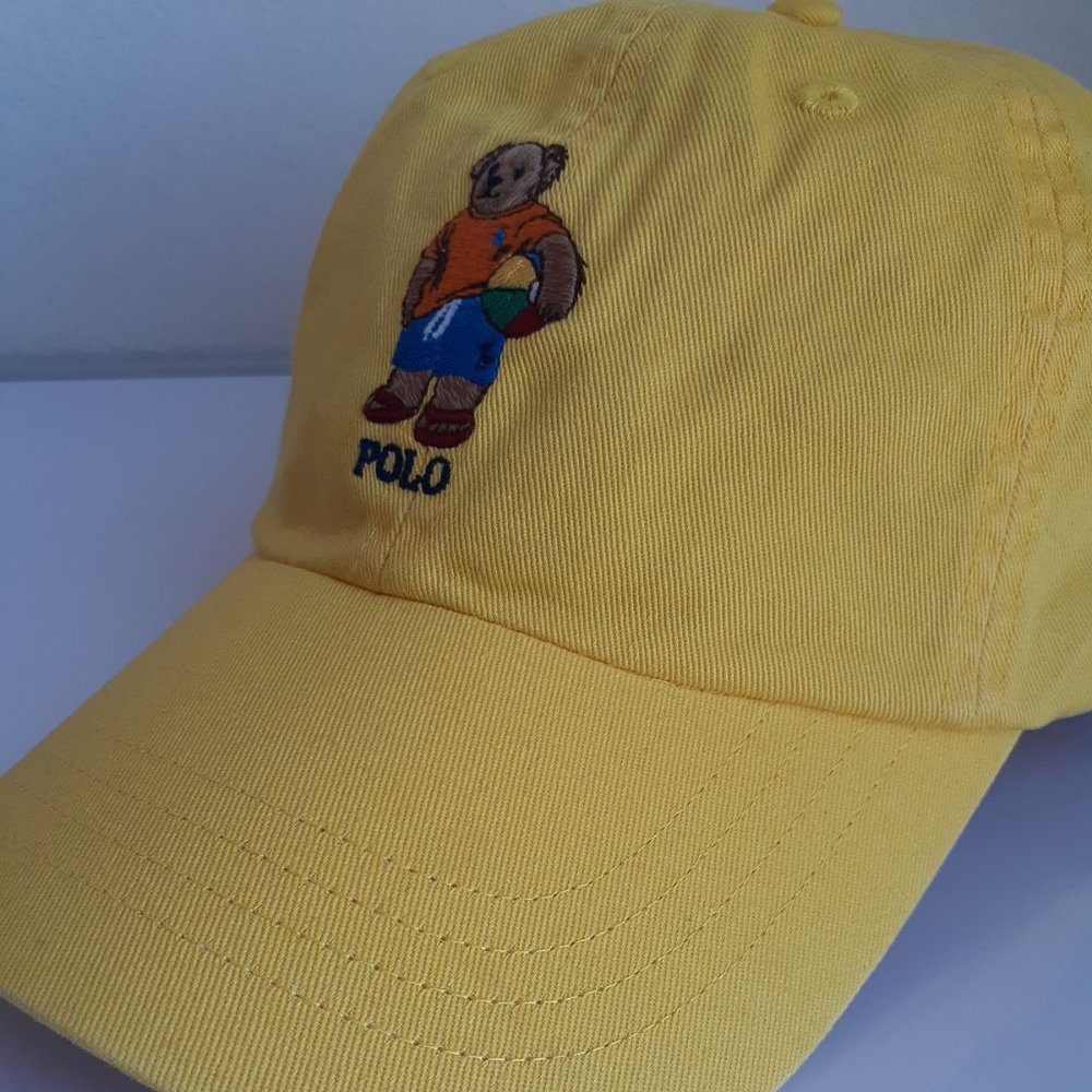 Polo Ralph Lauren Beach Bear Yellow Baseball Cap Hat Adjustable NEW With Tags - Picture 4 of 11